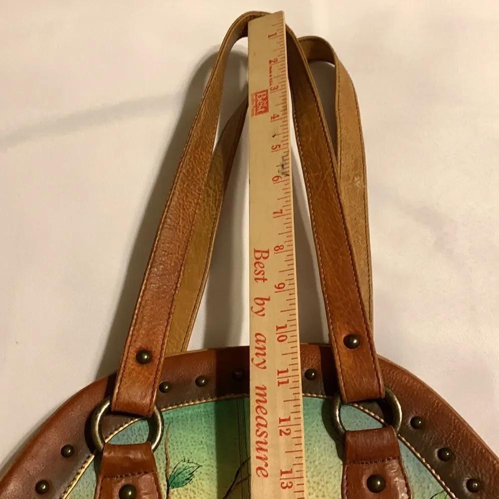 Anuschka RARE tiger & roses large hand painted shoulder bag.  EUC - Picture 11 of 12